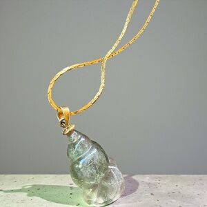 Gold Toned with sea shell jadeite